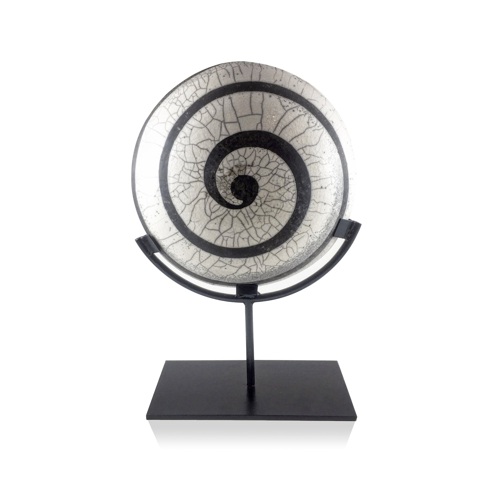 Raku Spiral Display Plate-Denis Di Luca Ceramics-Raku ceramic artist